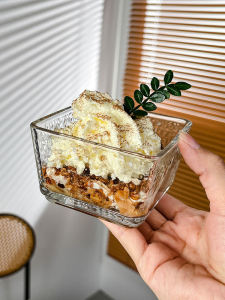 INS Style Fresh Square Glass Bowl Ice Cream Bowl Dessert Fruit Cereal Breakfast Bowl Small Salad Bowl