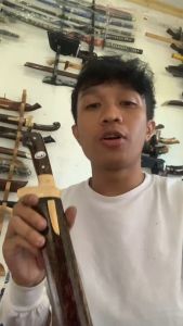 Pisau Sembelih Original Kambing Bahan Sup9 Kayu Aren Panjang 27cm