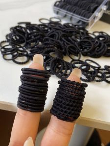 Small Rubber Band Black Womens Hair-Binding Baby Hair Ring Kids Leather Case Hair Volume Less Hair Rope Thin Does Not Hurt Hair Highly Elastic Hair Rope