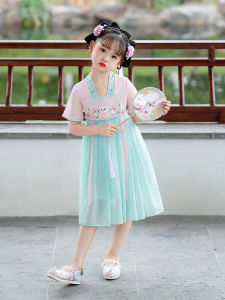 Elegant Princess Dress for Girls Summer Childrens Ancient Costume Super Fairy Skirt Baby Princess Purse Hanfu Ethnic Style