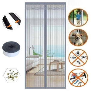 ยุงผ้าม่านประตูฤดูร้อนล้างทําความสะอาดได้แมลงทราย Fly สุทธิหนาโปร่งแสงกระจกผ้าม่านบ้านแม่เหล็กประตูตาข่าย