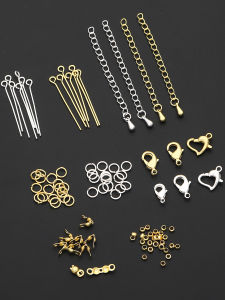 Gold Plated 18K Jewelry Making Materials DIY Bracelet Necklace Accessories Open Ring Lobster Clasp Extension Chain Alloy