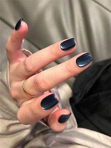 Nhựa Giả Móng Tay Thủ Công Màu Xanh Ngọc Trai Mắt Mèo Ngắn Mùa Thu Đông Học Sinh Cao Cấp Thời Trang Móng Tay Giả