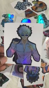 Stiker Hologram Anime Gojo sotaru3 sticker ukuran 8 cm