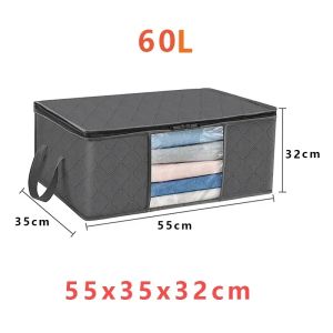 1/3pcs Large Capacity Clothes Storage Bag Organizer With Reinforced Handle For Blanket Comforters Bed Sheets Pillows Toy