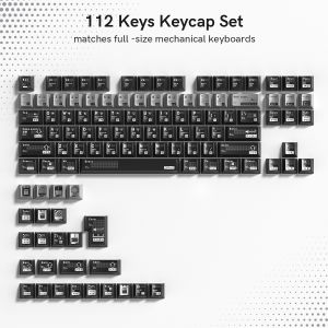 WOMIER 112 Keys Cherry Profile Retro Black Metal Feel PBT Keycaps Top Print Dye Sub Key Cap For Cherry Mx Gamer Mechanical Keyboard Keycaps