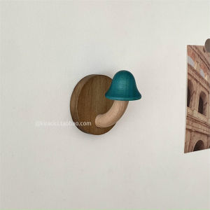 Retro Solid Wood Mushroom Punch-Free Decoration Hook Hallway Creative Cute Coat Hook Bedroom behind the Dormitory Door Sticky Hook