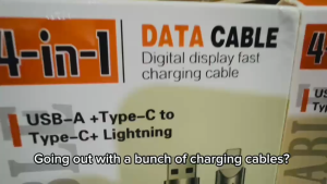 240W 4-in-1 Fast Charging Cable USB-A & Type-C to Type-C & Lightning Digital Display