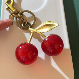LOYO Creative Cherry Crystal Glitter Keychain Exquisite Car Key Bag Charm Ornament Gift