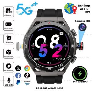 Đồng Hồ Thông Minh GPS Mới 2025 Dành Cho Nam Và Nữ Với RAM 4GB Bộ Nhớ 64GB Pin 750mAh Khả Năng Gọi 5G Và Camera Chống Nước IP68