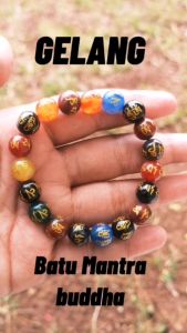 Gelang Batu Alam Ukiran Mantra Buddha Gelang Pria Wanita Giok