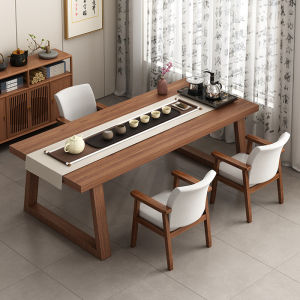 Modern Minimalist Large Board Tea Table Set Office Use Real Wood Leg Tea Brewing Simple Style Home Balcony Tea Desk Combination