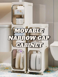Narrow Space Multi-Layer Storage Cabinet Compact Organizer for Bathroom Kitchen Laundry Room