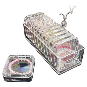 Transparent Acrylic Crystal Beads Necklace Seal Box Anti-Oxidation Bracelet Jewelry Storage Organizer Desktop Simple Style for Everyone
