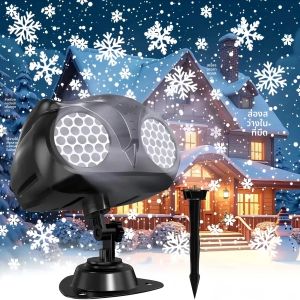 ไฟฉายโปรเจคเตอร์หิมะรุ่นใหม่ ปี 2025 ไฟฉายโปรเจคเตอร์เกล็ดหิมะหมุนได้แบบไดนามิกสำหรับภายนอกอาคาร ไฟสปอร์ตไลท์หิมะ LED IP65 สำหรับเทศกาลหรืองานฮาโลวีน