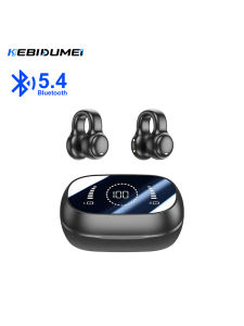 kebidumei | KEBIDUMEI Bluetooth 5.4 Headphones Mirror Digital Display Ear Clip Wireless Earphones HiFi Stereo Noise Reduction Earbuds