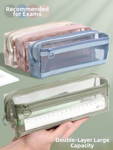 Double-layer Transparent Stationery Bag