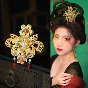 Traditional Chinese Hanfu Hair Accessories Beauty Comb Headwear Vintage Gold Plated Hairpin Hair Accessories Set Fashionable