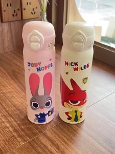XW | X&W 500ml Cartoon Judy Nick Thermos Cup Stainless Steel Leak-proof Insulated Mug Double Drinking Kids Insulated Water Bottles