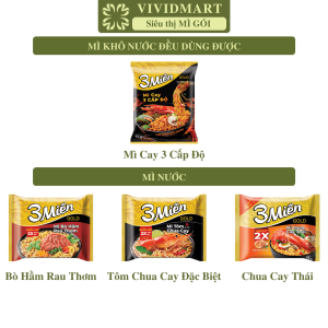 [GÓI LẺ] - UNIBEN - Mì 3 Miền Gold 4 vị: Tôm Chua Cay Đặc Biệt Bò Hầm Rau Thơm Chua Cay Thái Mì Cay 3 Cấp Độ (75g/gói) - Mì 3 Miền Gold ăn liền