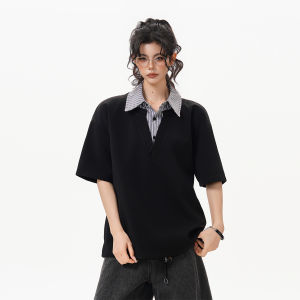 BWKA | Striped Faux Layer Loose Fit 5/8 Sleeve T-shirt