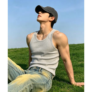CHENMU | White Crossbar Sleeveless T-shirt Sportswear