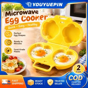 YOUYUEPIN Cute Heart Shape Microwave Egg Poacher 2 Slots Steamer Pot Fast Cooking Breakfast Tool Non Stick Easy Clean Kitchen Accessories