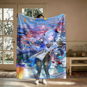 Potdemiel | Genshin Impact Ganyu Flannel Blanket Soft Warm Christmas Halloween Blanket for Lightweight Cozy Room Home Decor Gifts