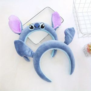 Disney Lilo & Stitch Plush Headband Cute Cartoon Character Ears Hair Band Soft Anti-Slip Decorative Headwear for Girls Gift