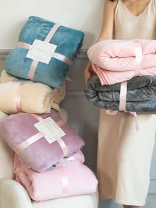 Winter Coral Fleece Blanket Air Conditioner Blanket Flannel Sofa Cover Office Nap Blanket Bedding Modern Simple Style Pure Color
