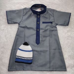 Jubah Bayi Laki-laki Lengan Pendek free Peci Material Toyobo Adem