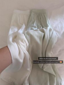 LANMENGYA | High Waist Linen Culottes Lightweight Slim Fit Wide Leg 3/4 Pants