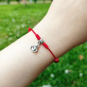 Vòng Tay Lắc Tay Dây Chỉ Đỏ May Mắn Mix Charm Di Lặc Bạc - MS019