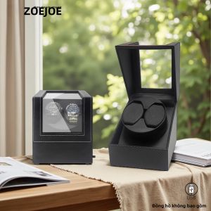 Máy Lên Dây Đồng Hồ Tự Động ZOEJOE 2 Ngăn Với Cáp USB Vỏ Da PU Mềm Nắp Trong Suốt Gối Điều Chỉnh Được Quà Tặng Sinh Nhật Cho Nam Nữ