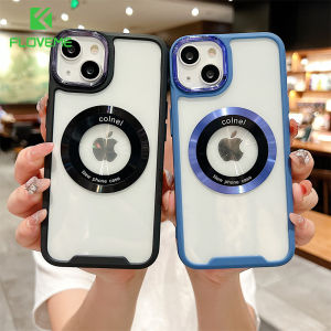 FLOVEME Luxury Plating Magsafe Clear Phone Case For iPhone 14 13 12 Pro Max Wireless Charging Transparent TPU Shockproof Back Cover For iPhone 14 13 12 11