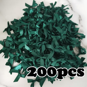 Ribbon House | (200 Pcs) Green Ribbon Bows Small Size Polyester Satin Ribbons Bow Flower DIY Craft Decoration