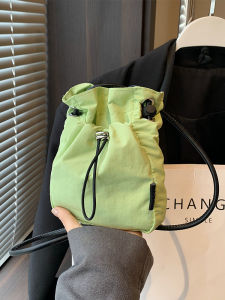 Summer Lightweight Crossbody Bucket Bag Womens Fashionable Versatile Single Shoulder Mobile Phone Bag Korean Style Pure Color