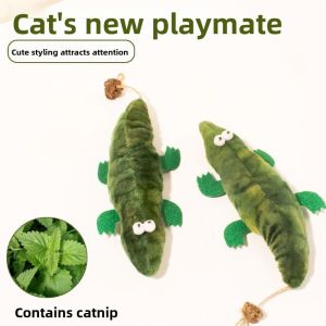 Plush Crocodile Cat Toy Catnip Filled Crinkle Worm Leaf Paws for Kitten Teething Interactive Bite Resistant Play Silvervine Cat