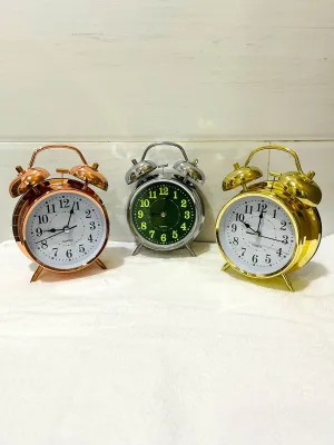 Đồng hồ báo thức để bàn chuông reo lớn có đèn led tiện lợi phong cách cổ điển sang trọng