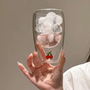 Cốc Thủy Tinh Hai Lớp Chịu Nhiệt Độ Cao Hình Quả Anh Đào Trong Suốt Cho Văn Phòng Và Gia Đình Cốc Đựng Nước