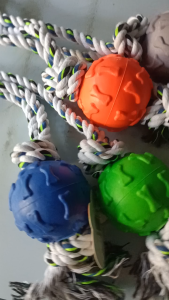 1-6pcs Durable Chew Toy Pet Dog Rope Toy with Rubber Ball