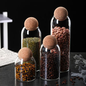 Sealed Glass Bottle Cork Kitchen Storage Jar Coffee Beans Grain Tea Leaves Storage Container Creative Kitchen Storage Solutions
