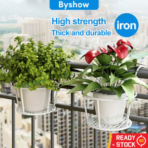 Byshow Metal Plant Hanger Gardening Pots Balcony Wrought Iron Flower Pot Rack Wall Hanging Planter Box Stand Flower Pot Holder Pot With Shelf/Hanging Flowers / Rak Pasu Bunga Besi Gantung Dinding Outdoor Garden Penyangkut Bunga