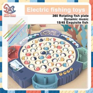 15/45 Fish Magnetic Fishing Toy Magnet Automatic Catch Fish Toy Early Education Fishing Toy For Kids Baby With Music