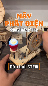 Bộ đồ chơi khoa học bằng gỗ mô hình máy phát điện quay tay