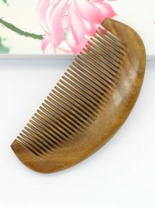 Portable Natural Green Sandalwood Comb 12cm Whole Wood Hair Comb Anti-static Pocket Size Cute Design Fragrant Epiphytic Orchid