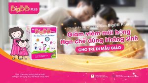 Cốm BigBB Plus hỗ trợ làm giảm các triệu chứng viêm đường hô hấp trên cấp và mạn tính như chảy nước mũi ho ho có đờm viêm VA Viêm họng viêm thanh quản