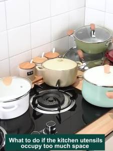 BMZAR Adjustable Height 2-5 Tier Kitchen Pan Organizer Pot Rack Under Sink Countertop Multilayer Pot Rack