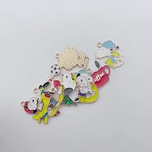 Bandai | 10/20Pcs Snoopy Anime DIY Handmade Alloy Keychain Backpack Hand Making Keychain Accessories Cute Keyring Gift for Fans