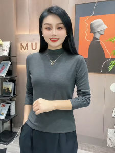 เสื้อเชิ้ตคอปกสั้นบุขนแกะหนาแขนยาวฤดูใบไม้ร่วง/ฤดูหนาว เสื้อเชิ้ตคอปกสูงแบบใหม่สำหรับผู้หญิง เสื้อเชิ้ตคอกลมแบบสวมหัวที่อบอุ่นและทันสมัย